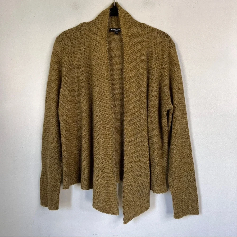Eileen Fisher Open Front Cardigan Sweater Size PL Wool Mohair Cashmere blend - Picture 5 of 10